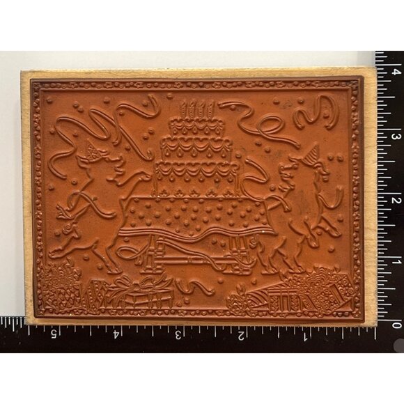 VERY RARE STAMPING OVATION 10001M HOGWILD PARTY BY KAREN BELL WOOD RUBBER STAMP - Picture 3 of 6